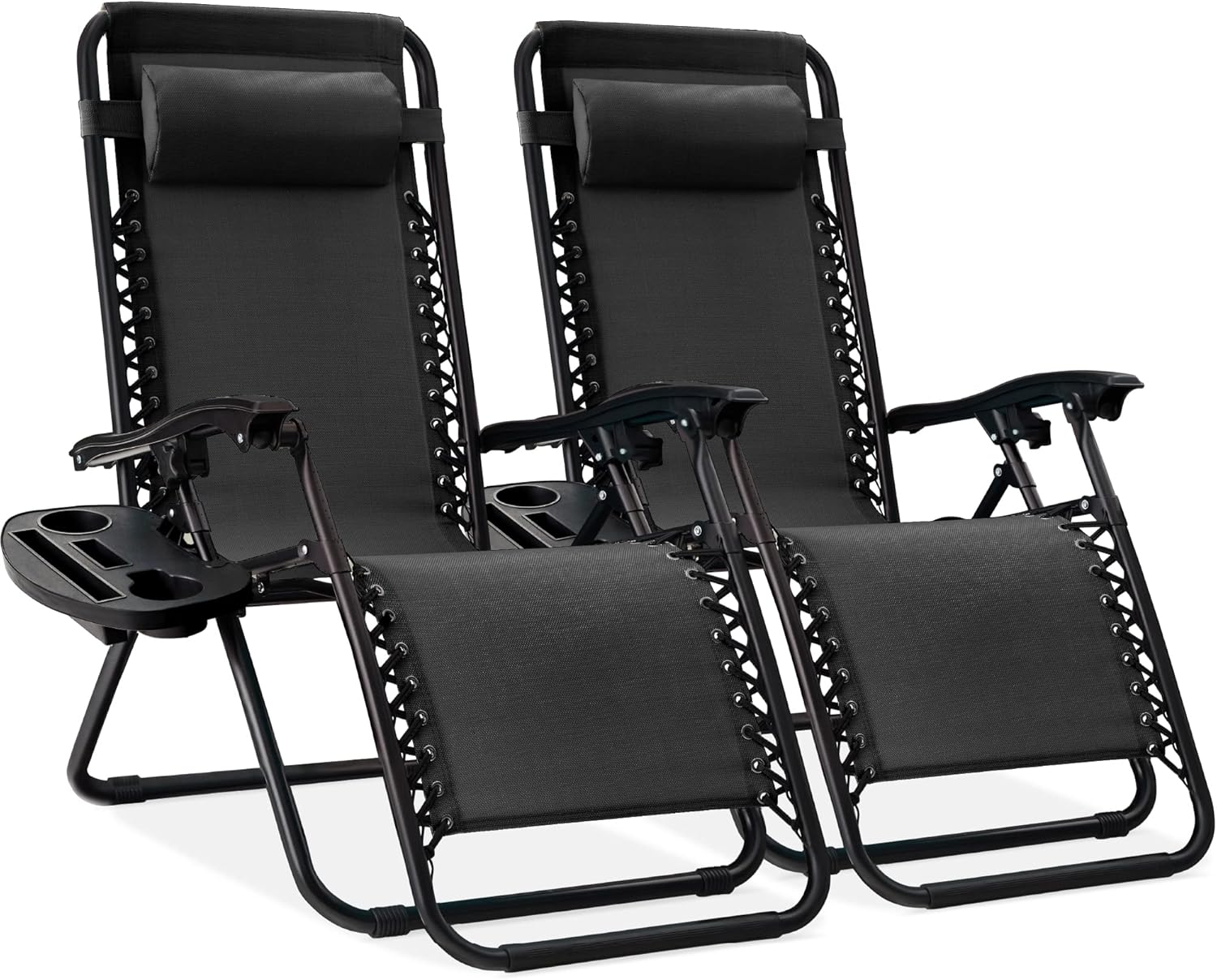 Set of 2 Zero Gravity Lounge Chairs with Cup Holders