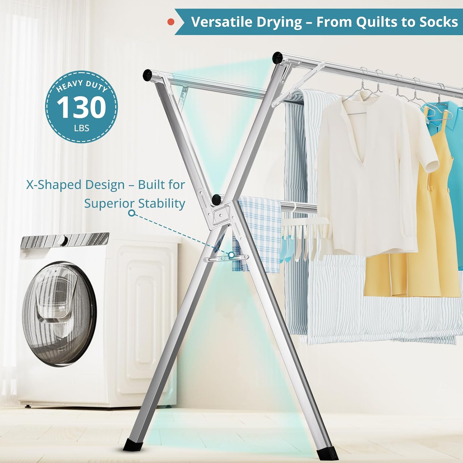 Foldable Retractable Clothes Drying Rack