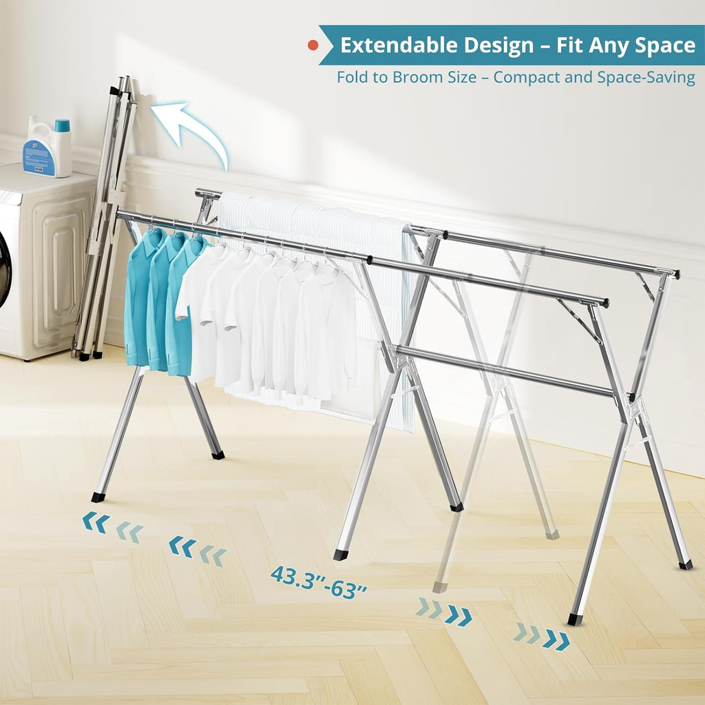 Foldable Retractable Clothes Drying Rack