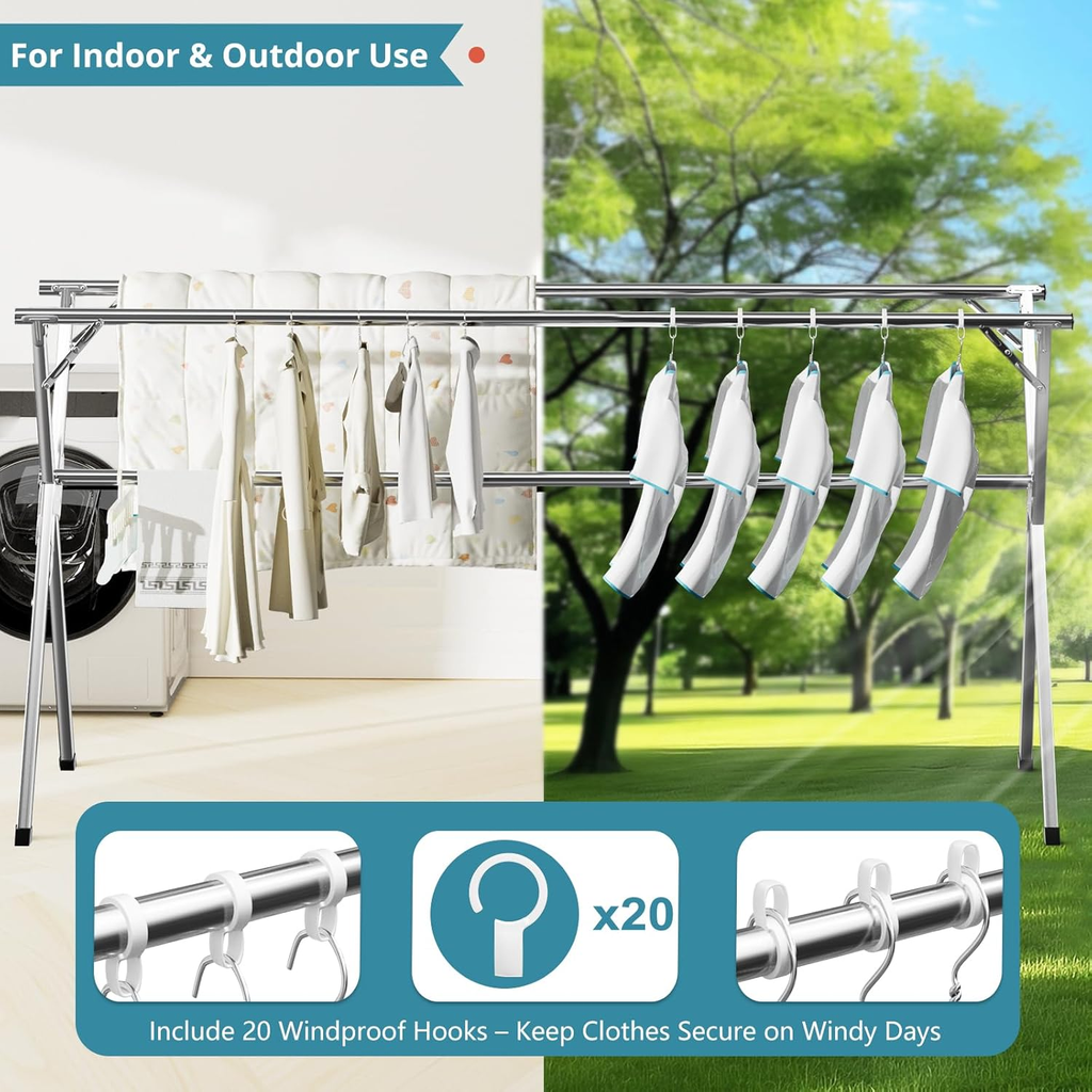 Foldable Retractable Clothes Drying Rack