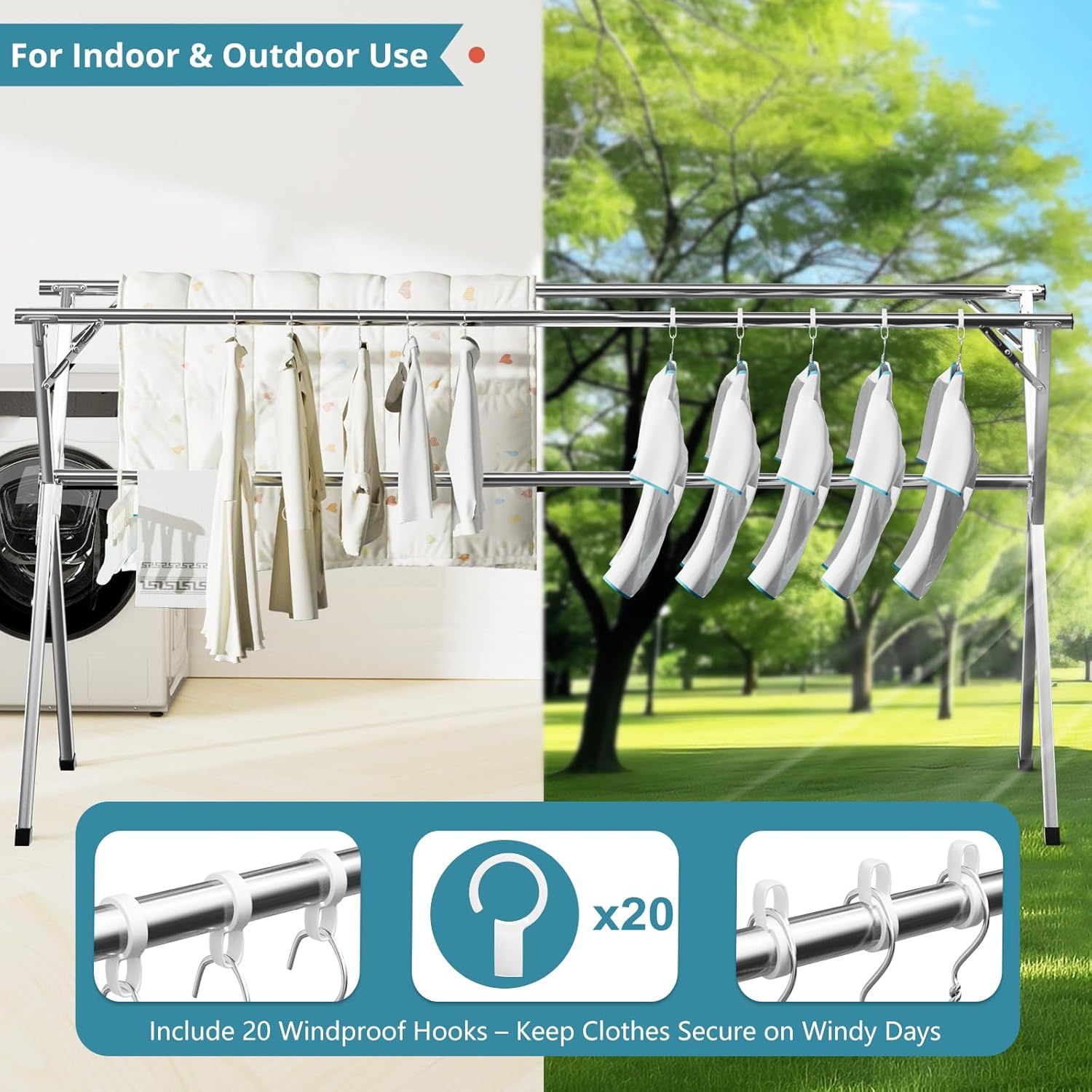 Foldable Retractable Clothes Drying Rack