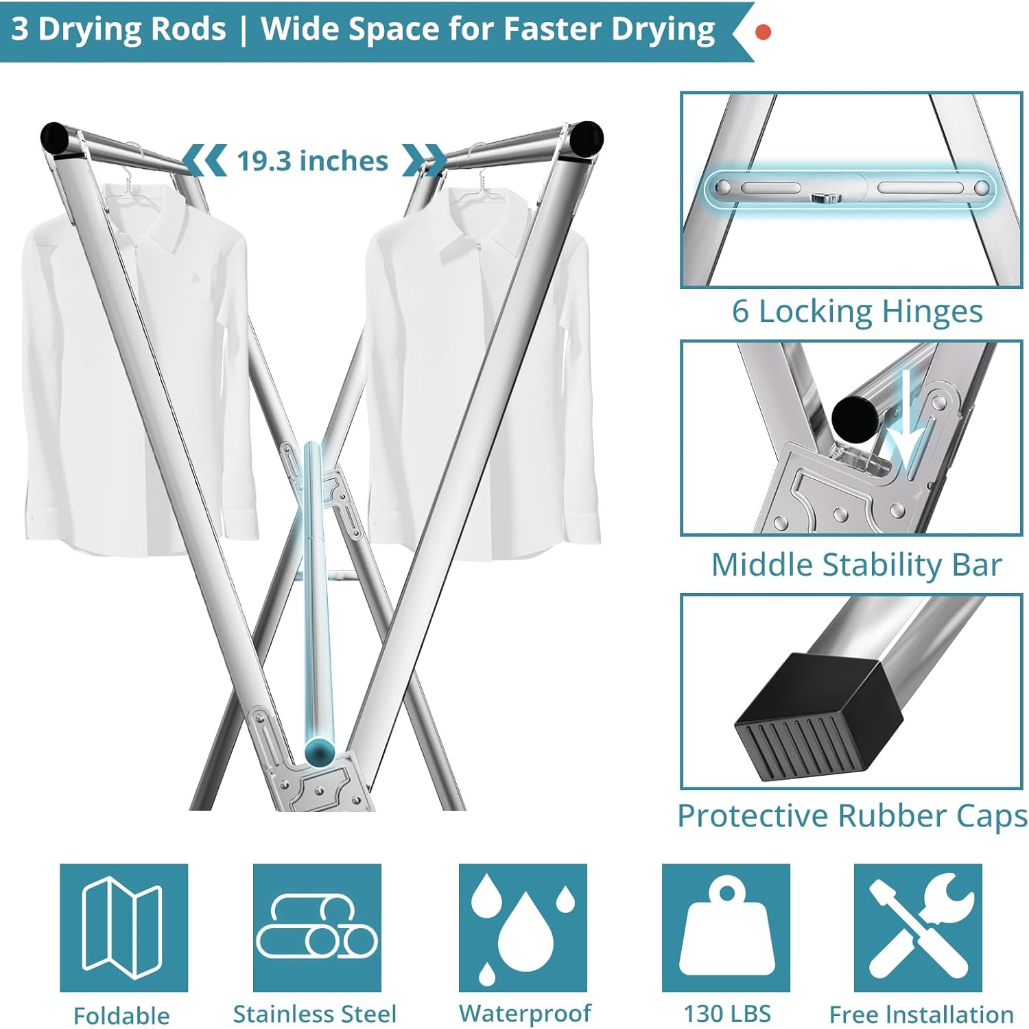 Foldable Retractable Clothes Drying Rack