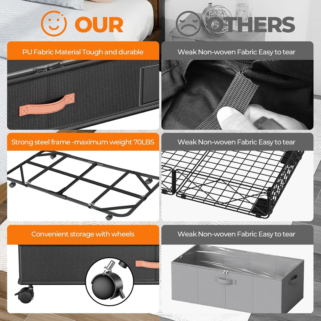 2-Pack Under Bed Storage Bins with Wheels & Lids
