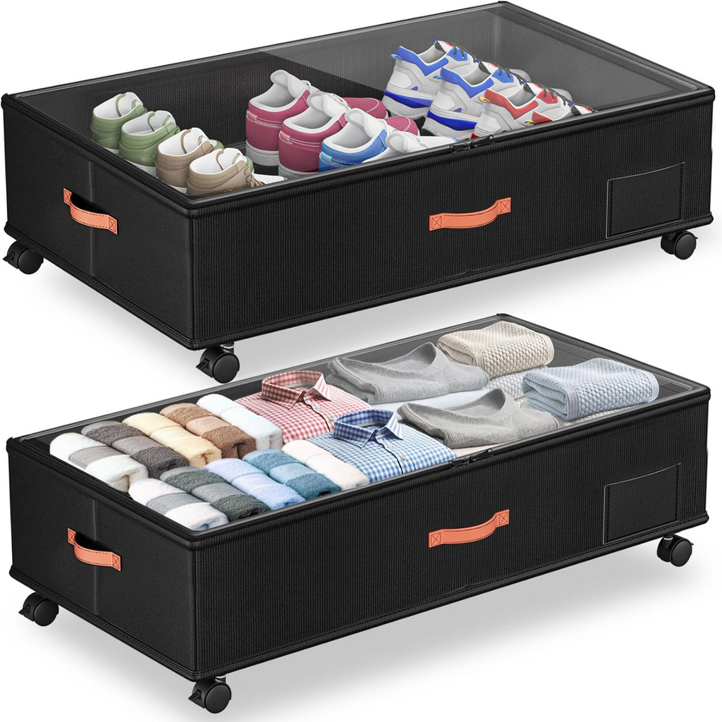 2-Pack Under Bed Storage Bins with Wheels & Lids
