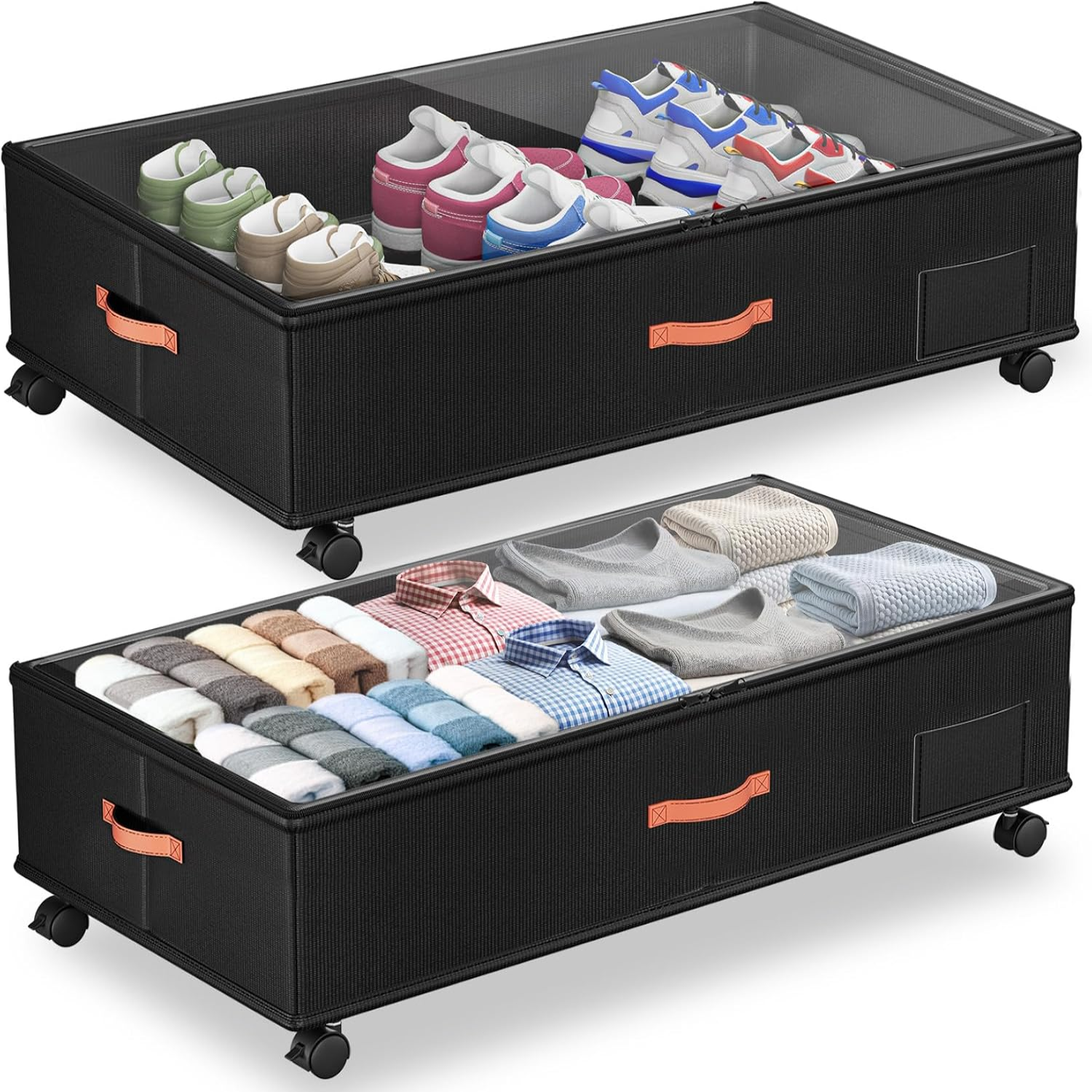 2-Pack Under Bed Storage Bins with Wheels & Lids