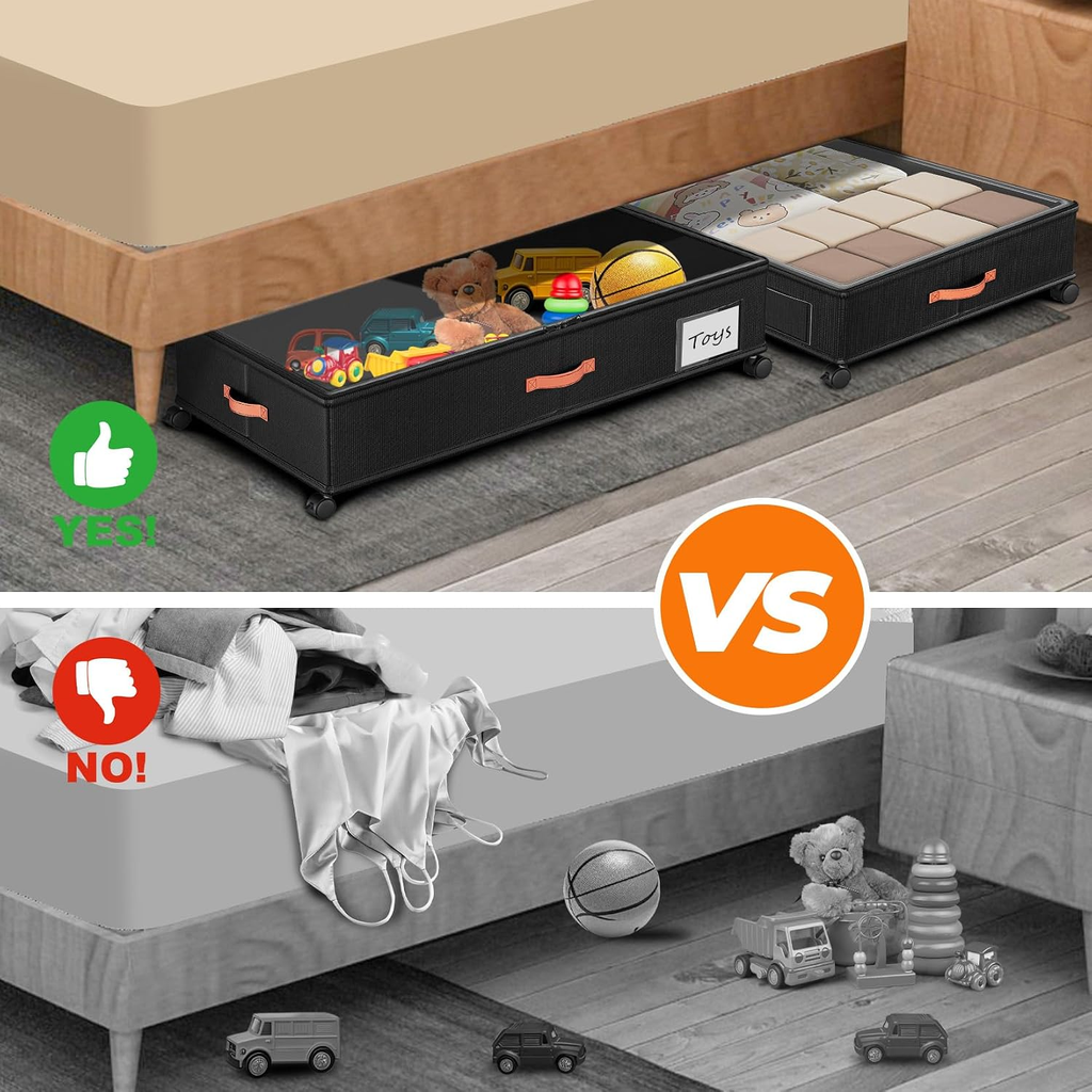 2-Pack Under Bed Storage Bins with Wheels & Lids