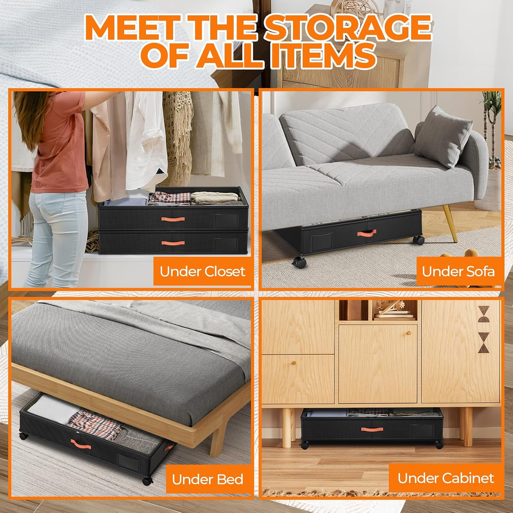 2-Pack Under Bed Storage Bins with Wheels & Lids