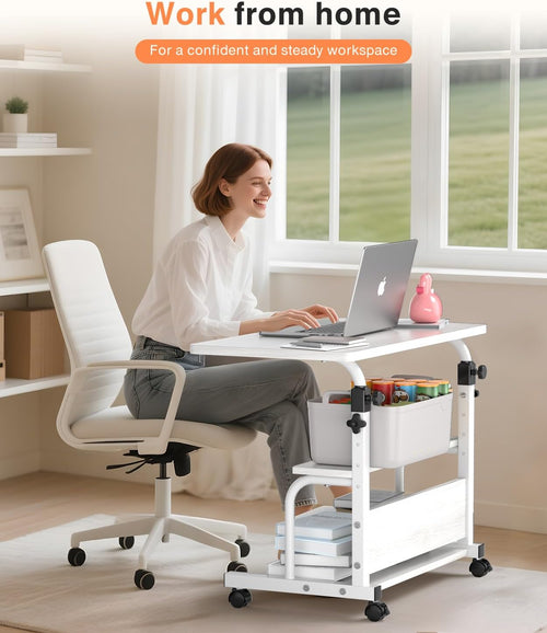 Adjustable Rolling Standing Desk with Storage Shelf