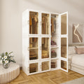 Portable Wardrobe Closet with Hanging Rods & Clear Doors